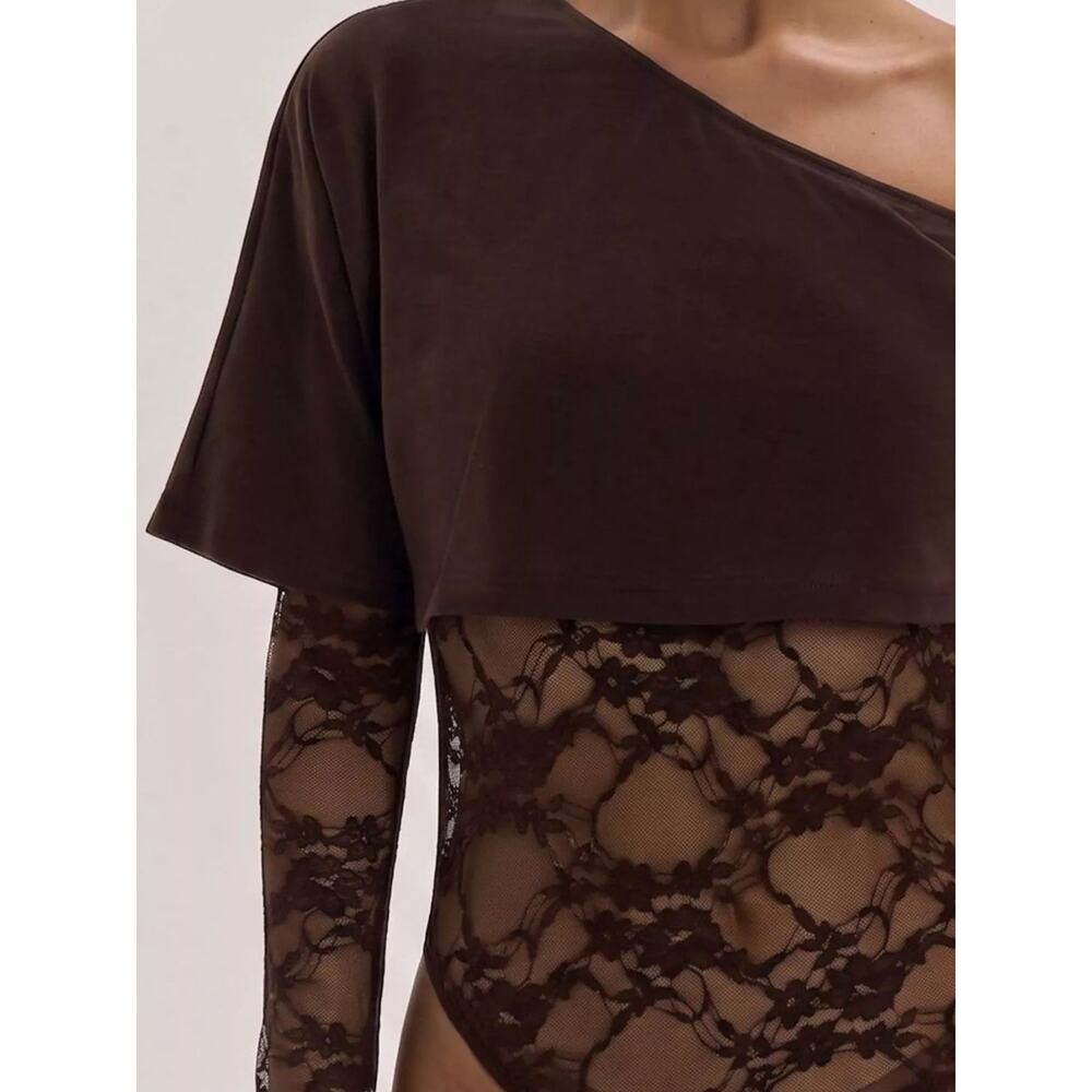 One-Shoulder Lace Bodysuit - Picture 5 of 6